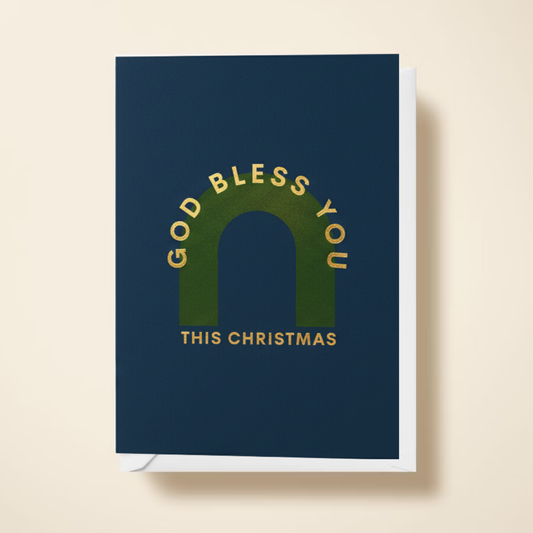 God Bless You Foiled Christmas Card
