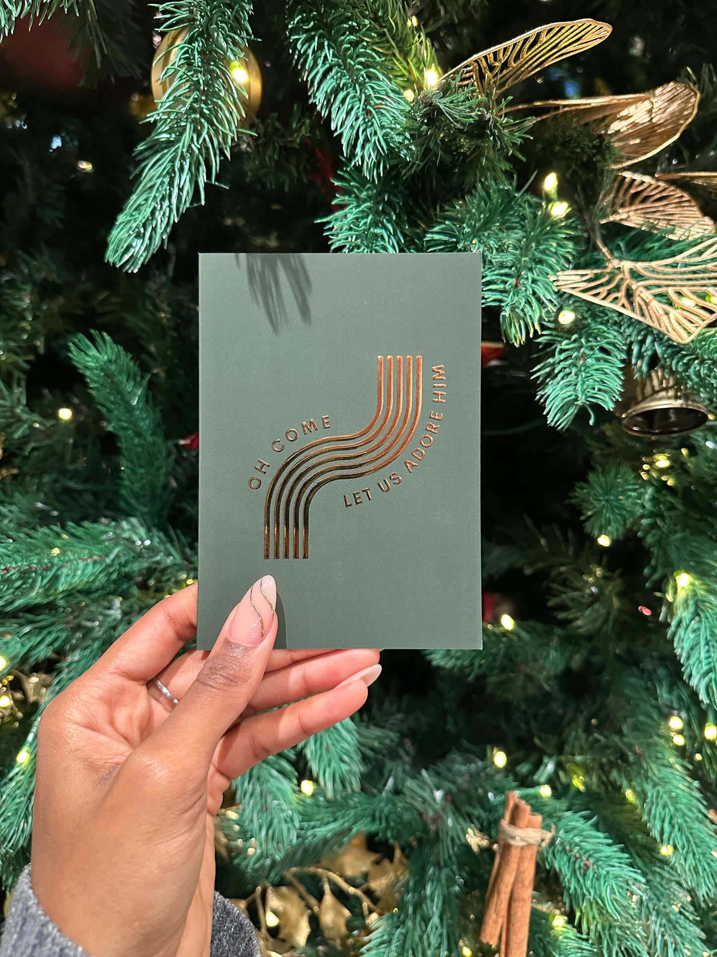 O Come let Us Adore Him Foiled Christmas Card